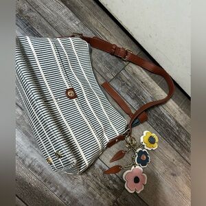 TIDALHOLM Dixie hobo by Spartina 449 Striped Shoulder Bag with Floral Charm